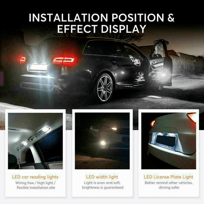 40PCS Car LED Combination Set 12V-T10 Width Indicator Dual Pointed Reading Light,Car Interior Combination LED Map Door Dash Gauge Instrument Concierge, White