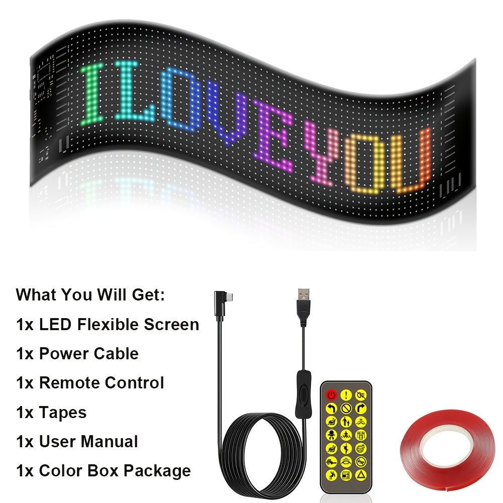 Summer Deal-Scrolling LED Car Sign, Programmable LED Sign with APP Control And Remote, USB Powered DIY Text Animation Graffiti Pattern, Rolling Devil's Eye for Trucks SUVs Store Hotel Bar.
