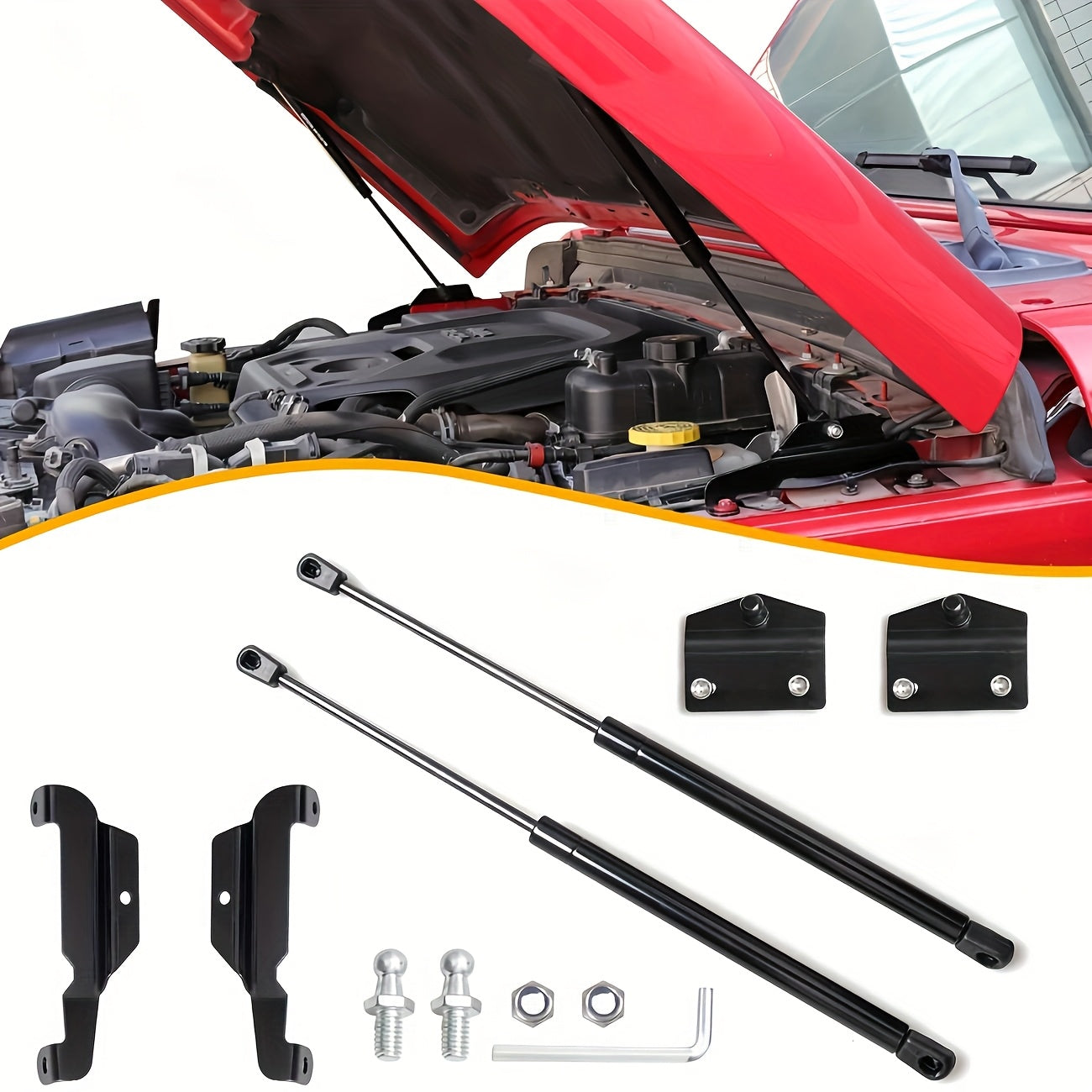 Suitable for 2018-2026 Jeep for Wrangler JL & Gladiator JT 2/4Door-Car Engine Hood Support, Steel Material Car Accessories Quick-Release Hood Gas Spring Strut Replacement Stabilizer Shock Absorber Set Auto Accessories