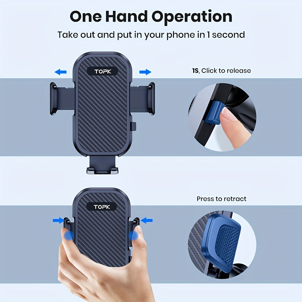 TOPK D38Z Phone Holder For Car Dashboard& Air Vent, Upgraded Adjustable Horizontally And Vertically Cell Phone Mount For Car Dashboard Compatible With All Phones