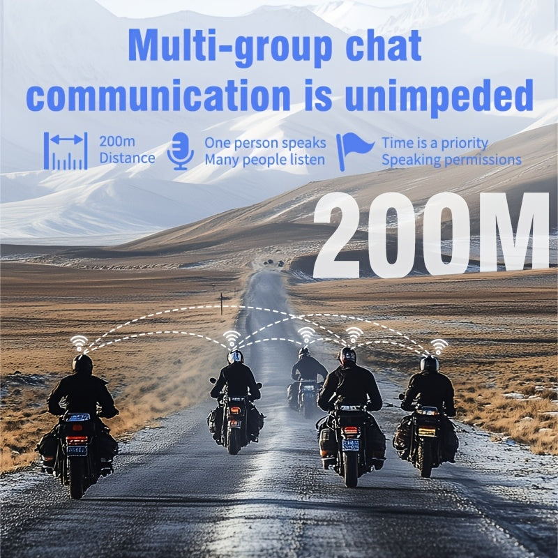 Motorcycle Helmet Wireless Intercom Headset-500M Intercom And Group Chat Mode, LED Screen Digital Display, Wireless 5.4/Noise-Cancelling/Voice Control/Fm Radio, Suitable for Unisex Outdoor, Off-Road And Riding Scenarios