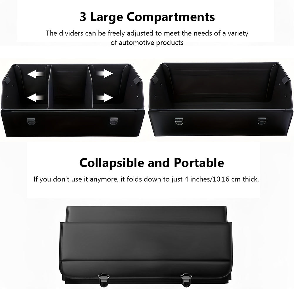 Multi-Compartment PU Leather Car Organizer Box - Foldable Large Capacity Storage for SUVs, Cars, Trucks, Campers & Workspaces - Durable Auto Interior Accessory, Highquality Material