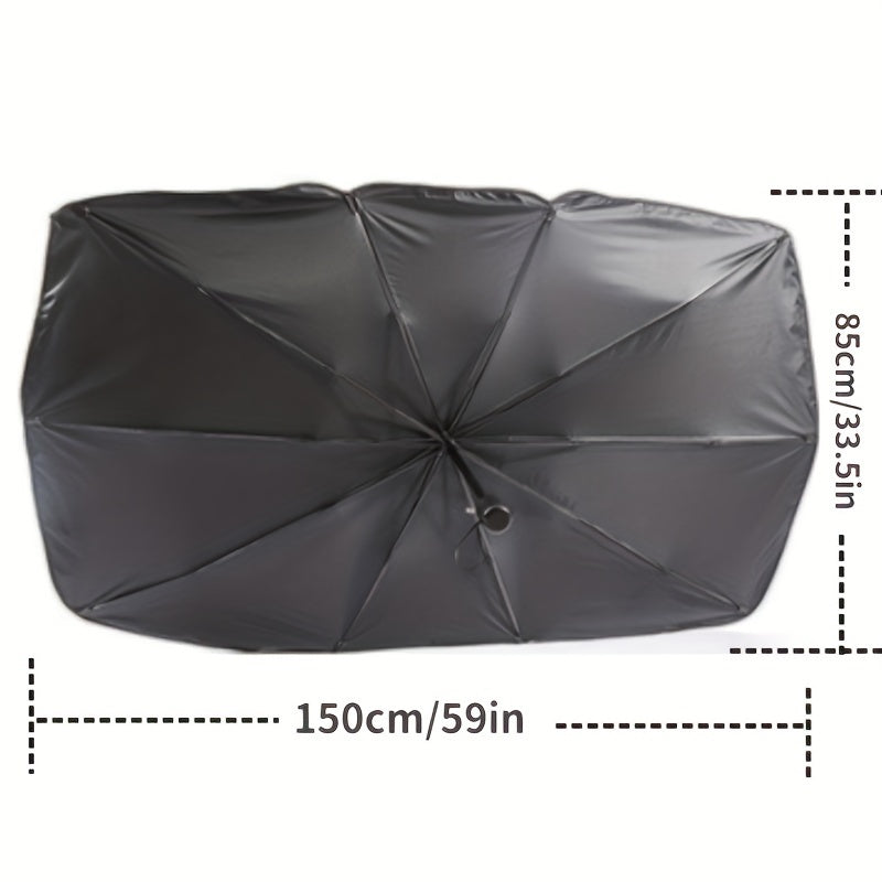 1pc Extra Large Titanium Silver Car Sun Umbrella with Retractable Heat Insulation Windshield Sunshade, Universal Fit for UV Protection on Cars, Sedans, And Coupes