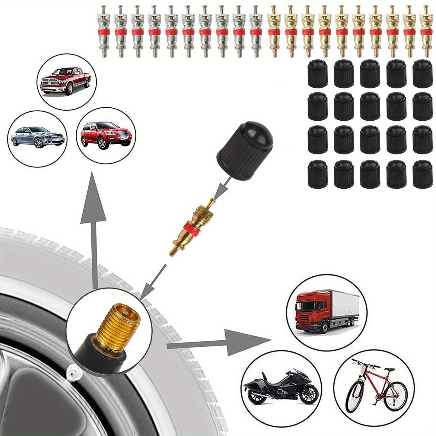 54pcs Tire Valve Stem Removal Tool Kit, Valve Stem Puller Installer Tool, Tire Valve Core Remover Installer Tool, Tire Repair Tool