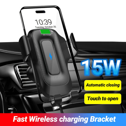 15W Fast Wireless Car Charger with Auto Clamping & Electric Sensor - Compatible for 16/15/14/13/12/11 & Samsung S23/S22/S21/S20, Air Vent Mount, - Operation, Plate Clamps & -Slip Phone Holder, - ( for Hands-free Driving)