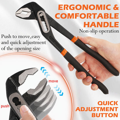 [Christmas Gifts] 3/1pc Adjustable Pliers With Roll-Up Pouch,Quick-Adjust Pump Pliers Set, Chrome Vanadium Steel, Includes 7-Inch,10-Inch, And 12-Inch, Black,Christmas Gifts