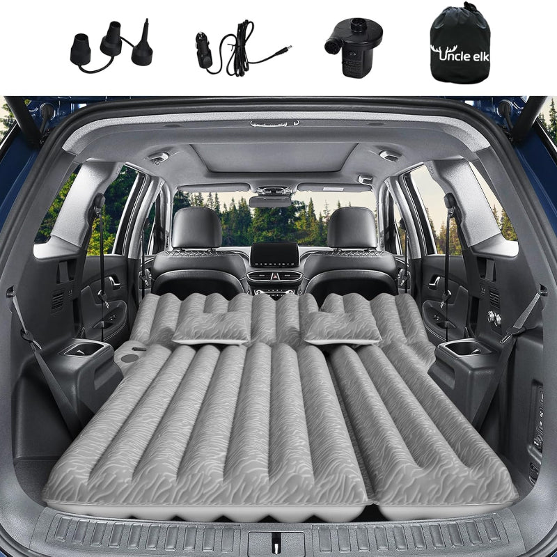 SUV Air Mattress: Inflatable Car Air Mattress for Camping, Flocking Car Bed with Air Pump And 2 Pillows, Portable Sleeping Pad Mattress for Home Car Travel Camping Black