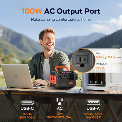 88.8WH Solar Generator Portable Power Station with 30W Solar Panels, 24000mAh Solar Power Bank AC DC USB Ports for Outdoor Solar Lights, Camping Tents, Emergency Outdoor Home Use, CPAP, Fans, Laptops, Emergency, Gifts (Solar Panel Optional)