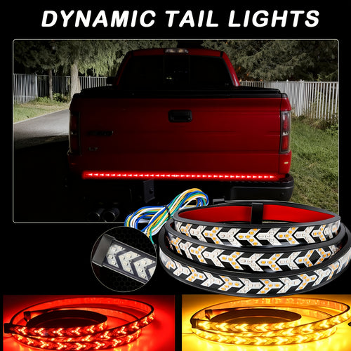 1pc, 60in LED Tailgate Striped Light for Trucks, Car Exterior Modern Vehicle Lighting, High Brightness Anti-rear-end LED Light Bar, Fish Bone Arrowhead Lamp for Pickup SUV, No-Drill Installation Bright Illumination for Enhanced Night Visibilityp