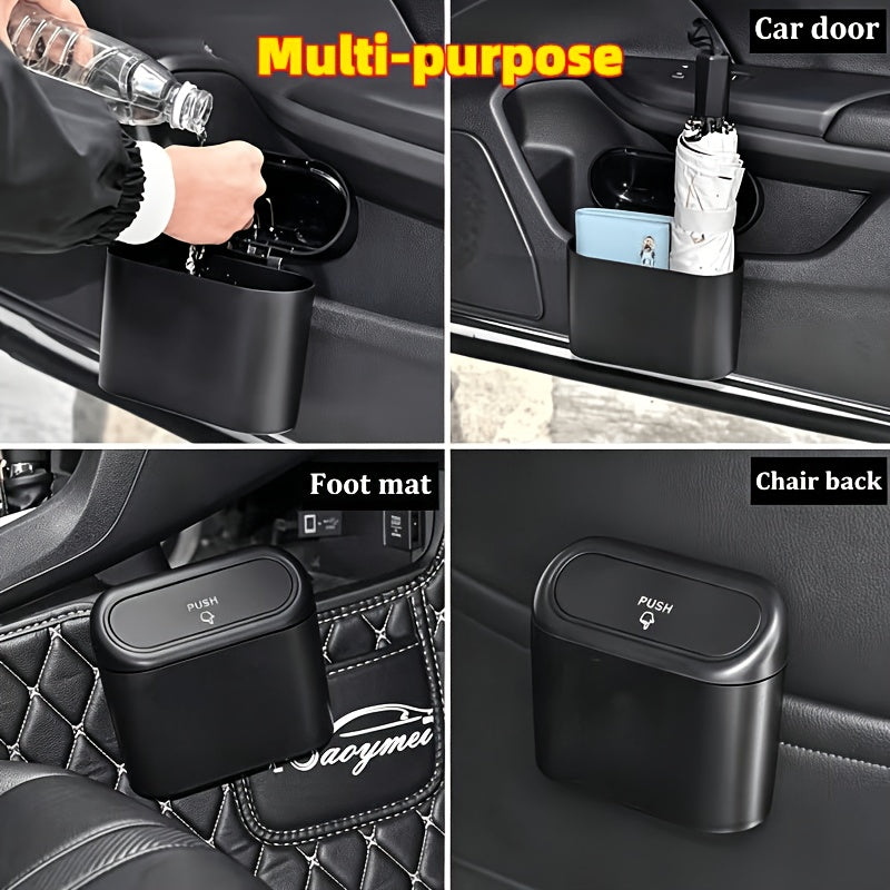 Car Trash Can with Dual Compartments - Easy Open Lid & Ergonomic Design Vehicle Waste Bin Organizer, Durable Plastic Truck SUV Bin, Hands-Free Access And Spill-Proof Design, Car Organizer Essentials