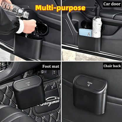 Car Trash Can with Dual Compartments - Easy Open Lid & Ergonomic Design Vehicle Waste Bin Organizer, Durable Plastic Truck SUV Bin, Hands-Free Access And Spill-Proof Design, Car Organizer Essentials