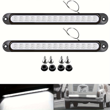 4pcs White 15LEDs Trailer Brake Tail Light Bar LED Trailer Lights Stop Turn Signal Tail Lights Trailer Identification Light for Marine Boats Golf Truck Offroad