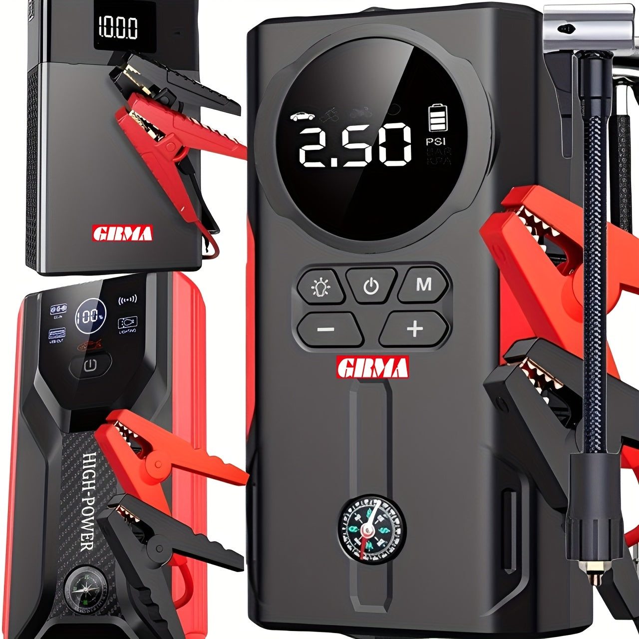 A3 Car Starter, Portable Car Battery Booster (2.38gal Gas/1.72gal Diesel), 12V Ultra-Safe Lithium Battery Jumper for Car Battery Jumpers