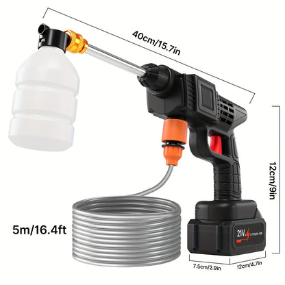 LOVEWE 300 Watt Cordless High Pressure Electric Car Wash - Equipped with 6-in-1 Nozzle, 1.3GPM Handheld Car Wash Gun, for Car Wash/Home/Floor/Garden Cleaning, Includes1/2 X 15000mAh Batteries, 60 Minutes Battery Life, for Independence Day