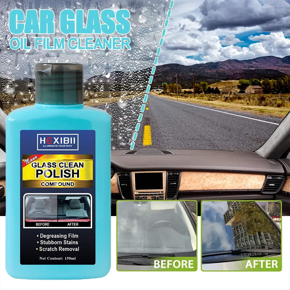 Car Glass Oil Film Cleaner, Glass Film Removal Paste, Car Windshield Glass Oil Film Remover for Auto and Home Eliminates Coatings to Restore Glass to Clear