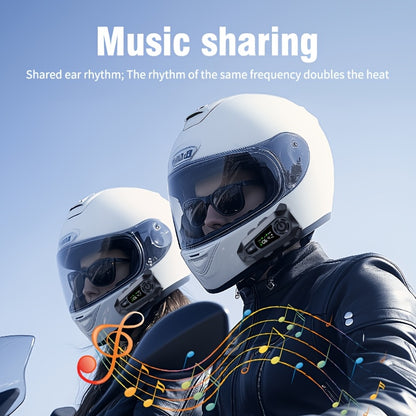 Motorcycle Helmet Wireless Intercom Headset-500M Intercom And Group Chat Mode, LED Screen Digital Display, Wireless 5.4/Noise-Cancelling/Voice Control/Fm Radio, Suitable for Unisex Outdoor, Off-Road And Riding Scenarios