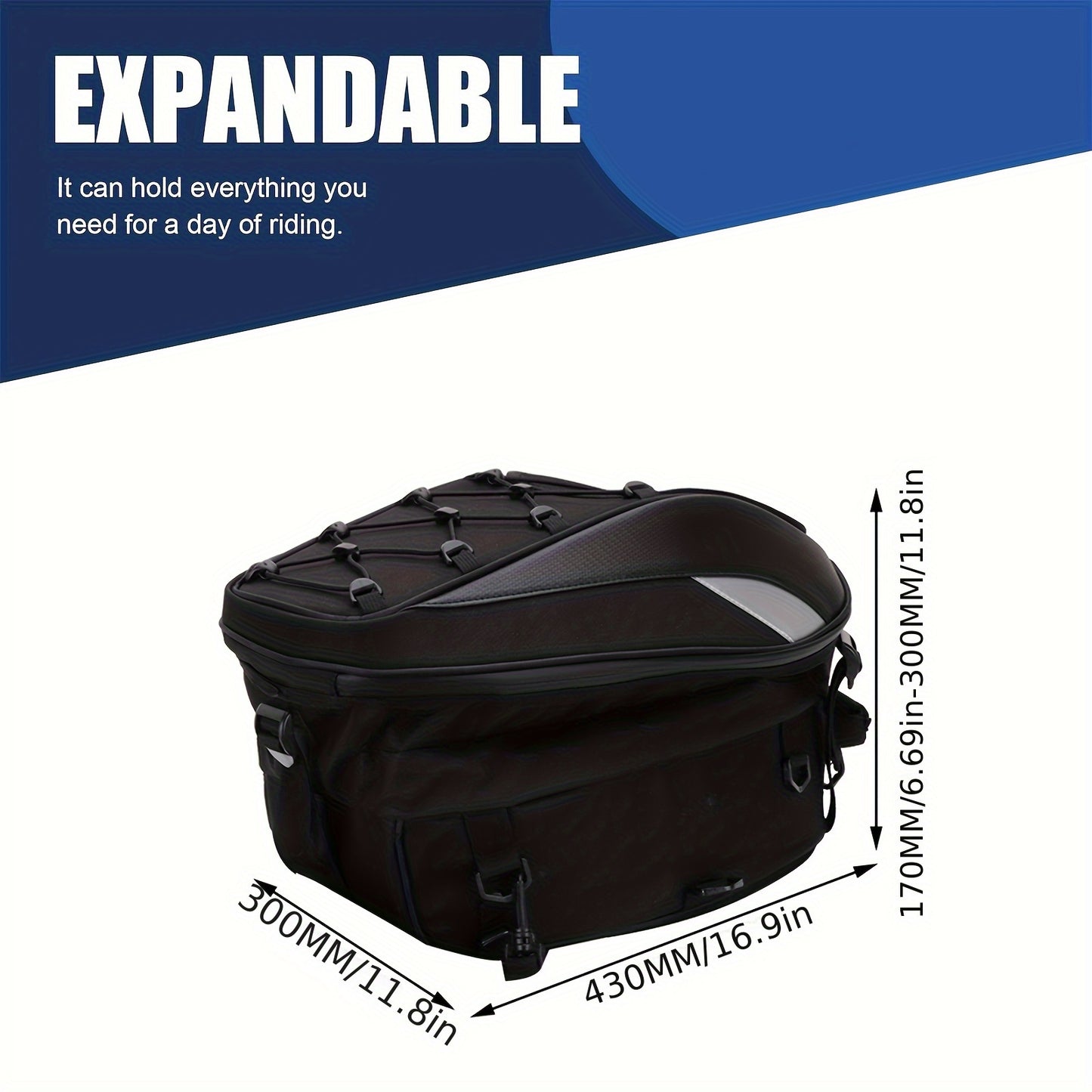 Versatile Motorcycle Rear Bag, 5.81-10.04gal - Synthetic Faux Leather Helmet Backpack with Storage Compartments & Reflective Straps for Off-Road Bikes, Street Motorcycles, And Motorbikes