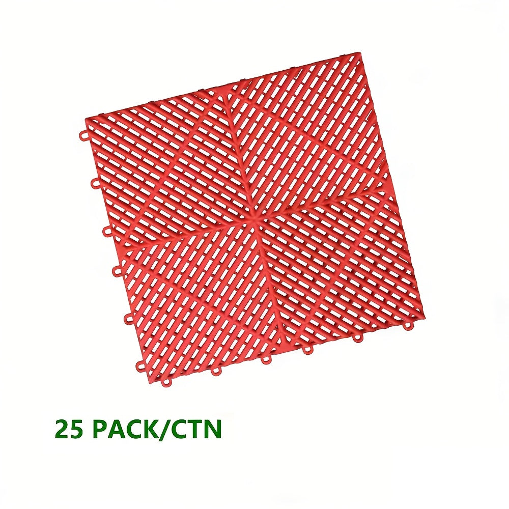 25 Garage Floor Mats Multi-Purpose Auto Detailing Plastic Spliced Mesh Floor Tiles Car Wash Floor Mats Are a Must for Every Garage!