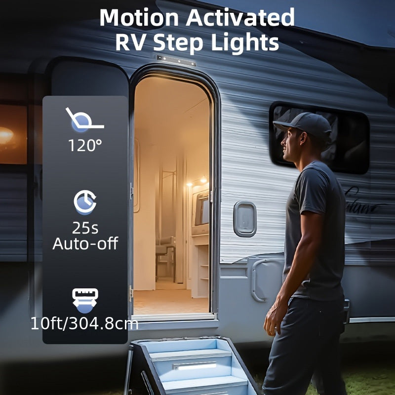 1/2-Pack Motion Sensor RV Step Lights, Indoor LED Lighting, High Brightness & Long-Lasting, Battery Powered, Easy to Install, Suitable for RV Roof and Other Places