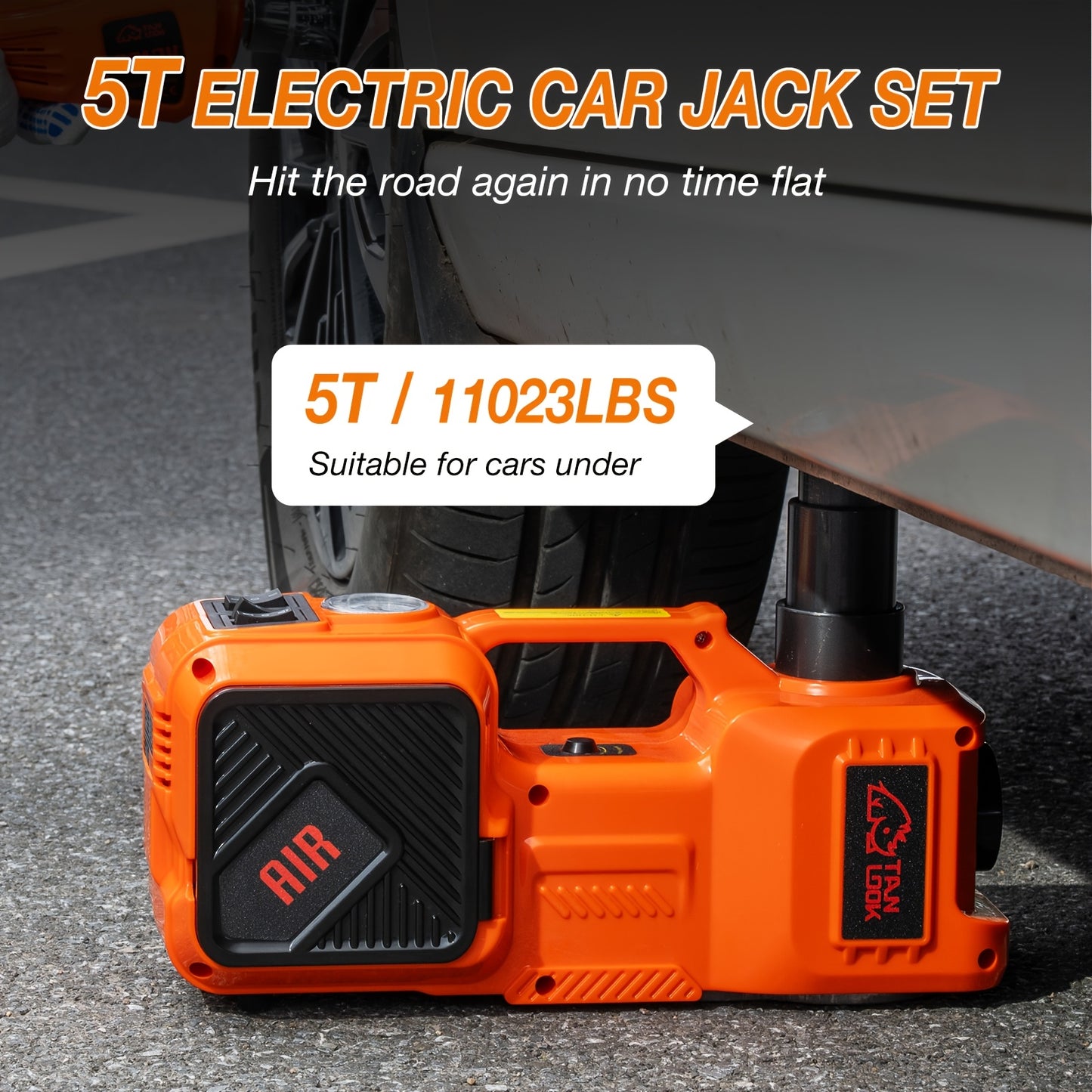 5 Ton Electric Car Jack, Hydraulic Jack And Electric Impact Wrench, Portable Car Lift with Built-in Air Pump, Suitable for SUV MPV Car Truck Tire Replacement Garage Maintenance Easy to Repair Car Tires, Emergency Maintenance Car