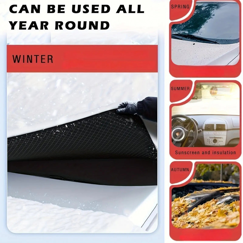 Portable Car Snow Shield, Easy to Install And Store, Car Snow Cover, Magnetically Fixed to Withstand Strong Winds, Full Coverage to Protect Against Snow And Frost, Suitable for All Seasons, Compatible with Most Cars