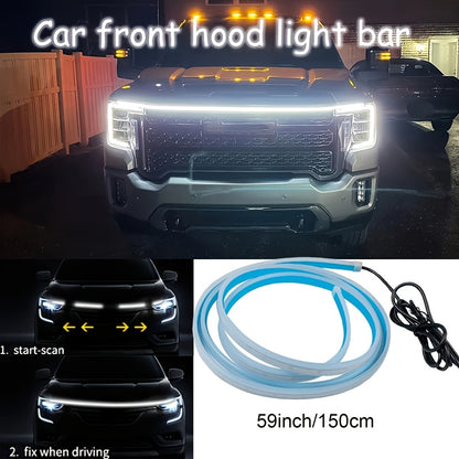 1pc Of 70-inch Engine Through-light, LED High-brightness White Light, Automatic Welcome Mode When Unlocked, with Steering Effect, 12V Indoor Wiring Installation, Suitable for Cars, SUVs And Other Models