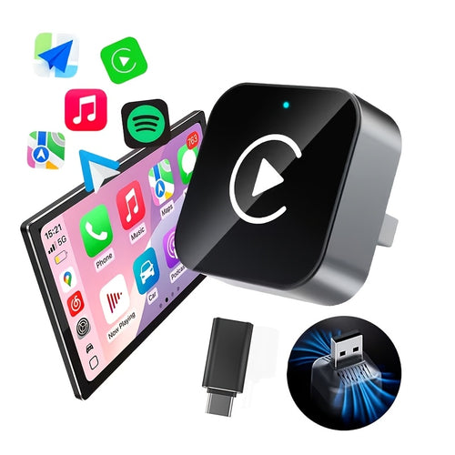 Wireless Carplay Adapter for Android Auto 2026 Upgrade: Converts Wired Carplay to Wireless Connectivity with a 2-In-1 Mini USB Design for Fast And Stable Connections. Compatible with Apple IOS 10 And Above And Android 11 And Above, Without Battery