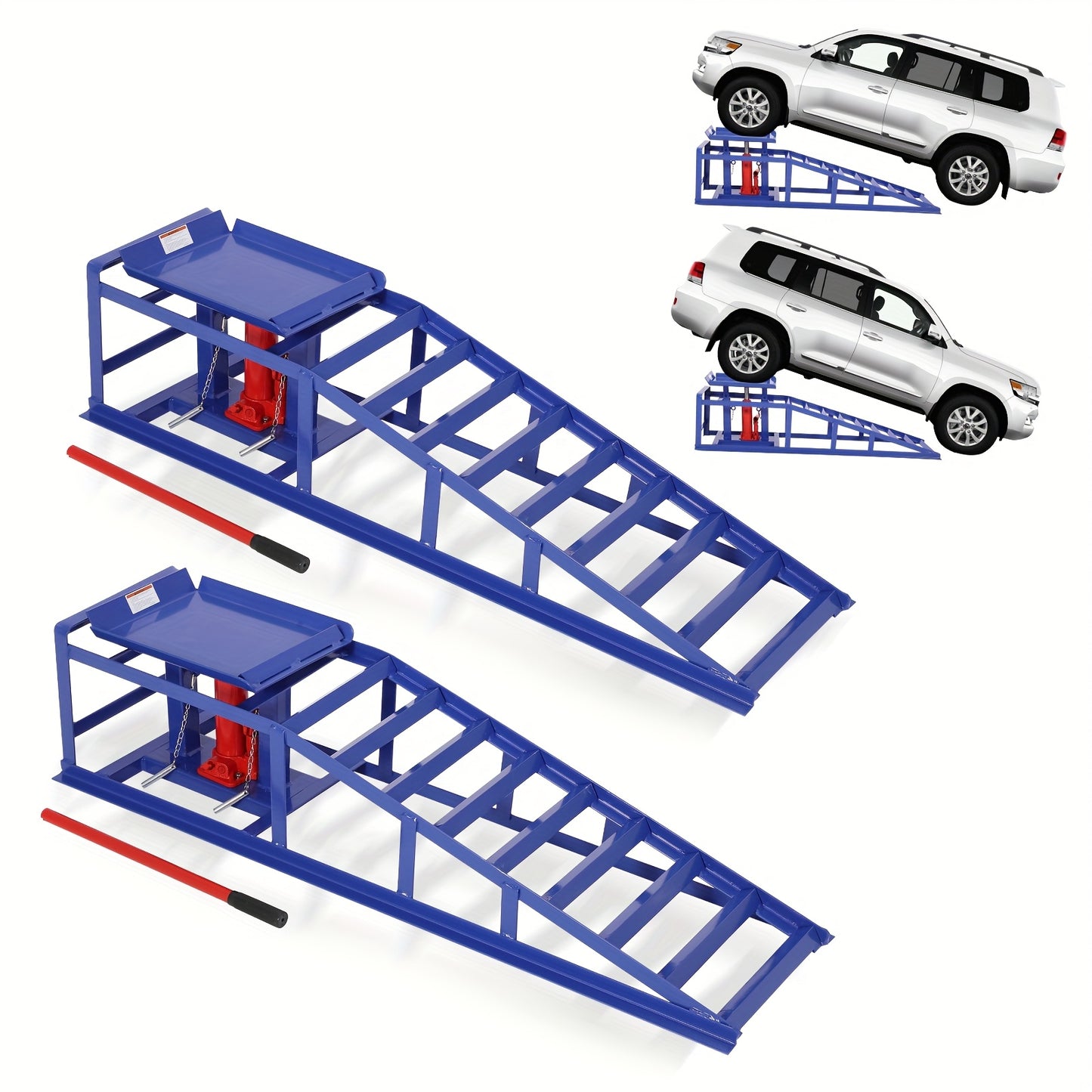 2 Pack Hydraulic Car Ramps - No Installation Required, 5T/ 11000LBS Max Load Low Pro-File Car Lift Service Ramps, Heavy Duty Steel Hydraulic Vehicle Ramps for Car Truck Trailer Garage Repair, Ideal Christmas Birthday Gifts for Women Men Friends