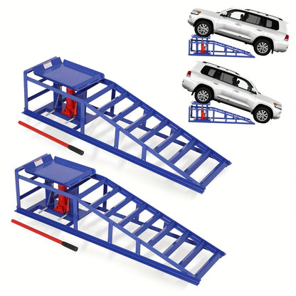 2 Pack Hydraulic Car Ramps - No Installation Required, 5T/ 11000LBS Max Load Low Pro-File Car Lift Service Ramps, Heavy Duty Steel Hydraulic Vehicle Ramps for Car Truck Trailer Garage Repair, Ideal Christmas Birthday Gifts for Women Men Friends
