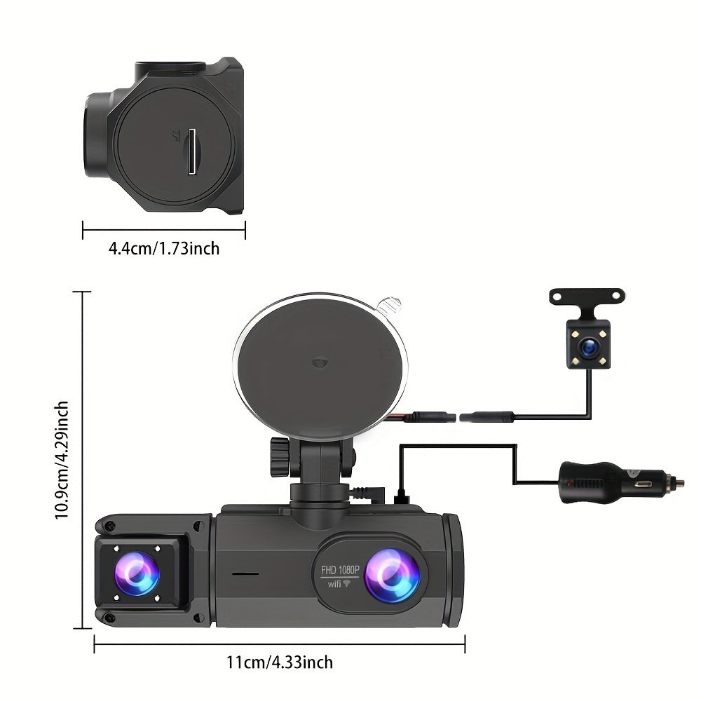 2.0 Lnch IPS Screen Dash Camera, 2/3 Lens with 32GB TF Card Optional, 170 Wide Angle WlFl Night Version Loop Recording G-Sensor WIFI Optional