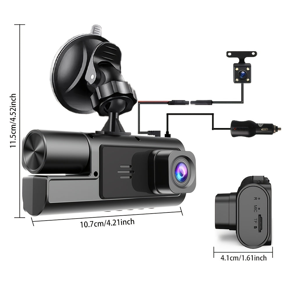 Dash Cam for Car FHD1080P 2 Channels Camera 360 Dash Cam Car DVR 170° Large Wide Angle Car Recorder Super Night Vision Loop Recording G-Sensor Tachograph Dashboard Camera