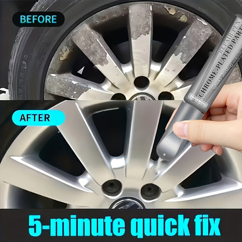 Chrome-plated Parts Repair Pen - Surface Scratch Repair, Suitable for Car Chrome-plated Parts, Wheel Hubs, Signs, Door Handles, and Other Metal Parts, Easy to Restore and Look New