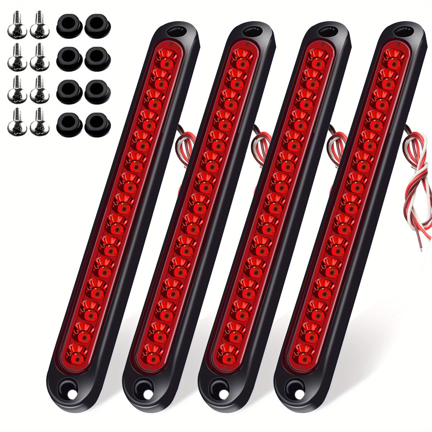 4pcs White 15LEDs Trailer Brake Tail Light Bar LED Trailer Lights Stop Turn Signal Tail Lights Trailer Identification Light for Marine Boats Golf Truck Offroad