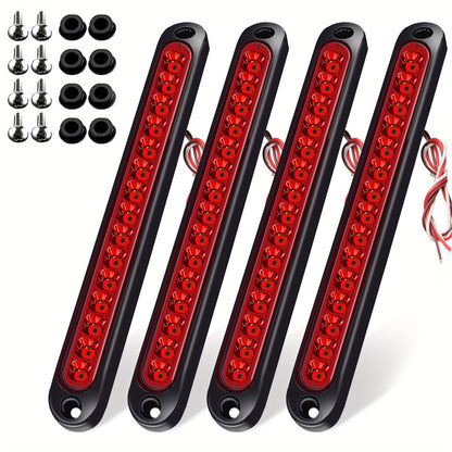 4pcs White 15LEDs Trailer Brake Tail Light Bar LED Trailer Lights Stop Turn Signal Tail Lights Trailer Identification Light for Marine Boats Golf Truck Offroad