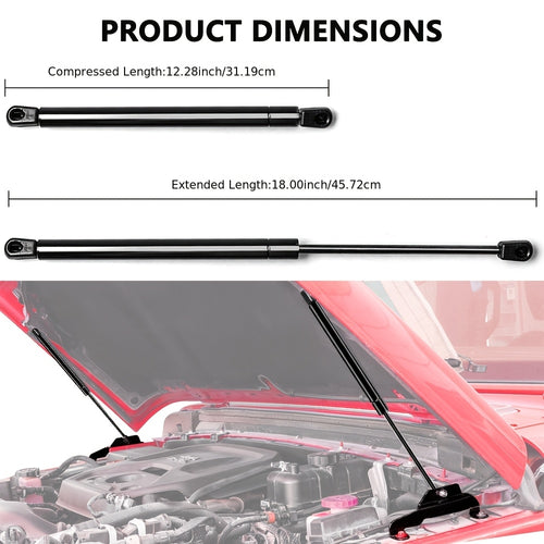 Suitable for 2018-2026 Jeep for Wrangler JL & Gladiator JT 2/4Door-Car Engine Hood Support, Steel Material Car Accessories Quick-Release Hood Gas Spring Strut Replacement Stabilizer Shock Absorber Set Auto Accessories