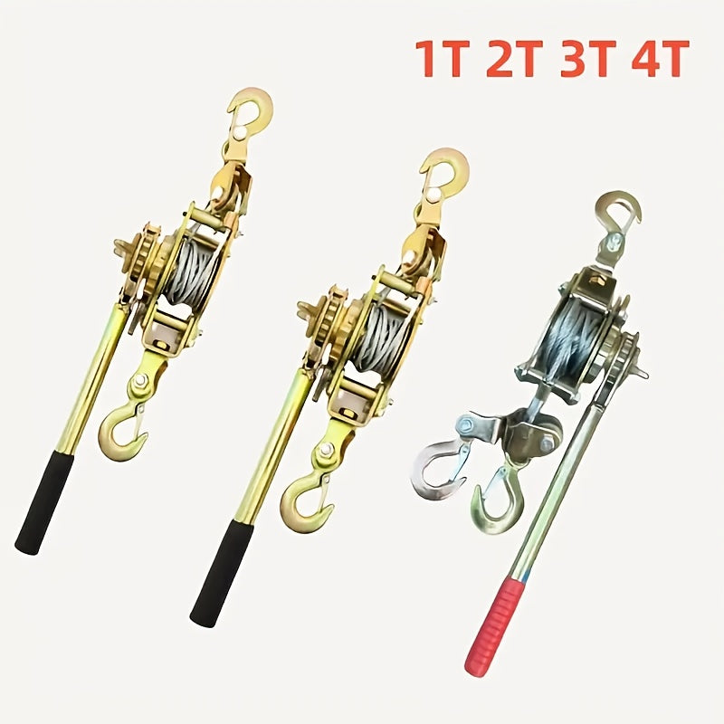 [Heavy Duty Winch] Heavy Duty Manual Winch, Cable Puller - Cargo Binding And Tightening Strap with 2 Hooks, Steel Wire Rope, Portable Tire Reinforcement Winch Manual Trailer, Equipment Transport Material Cable Tightening