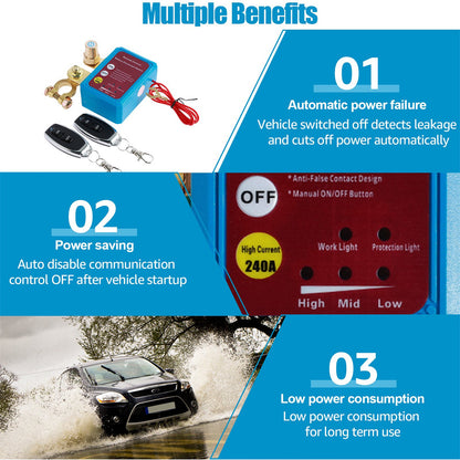 Remote Battery Disconnect Switch 12V /24 V 240A Battery Kill Switch for Auto RV ATV, Power Cutoff Switch, Remotecontrolled Switch, Easy Installation, Reliable Construction, Highcurrent Handling, Power Disconnect, Auto Enthusiasts, Rv Owners