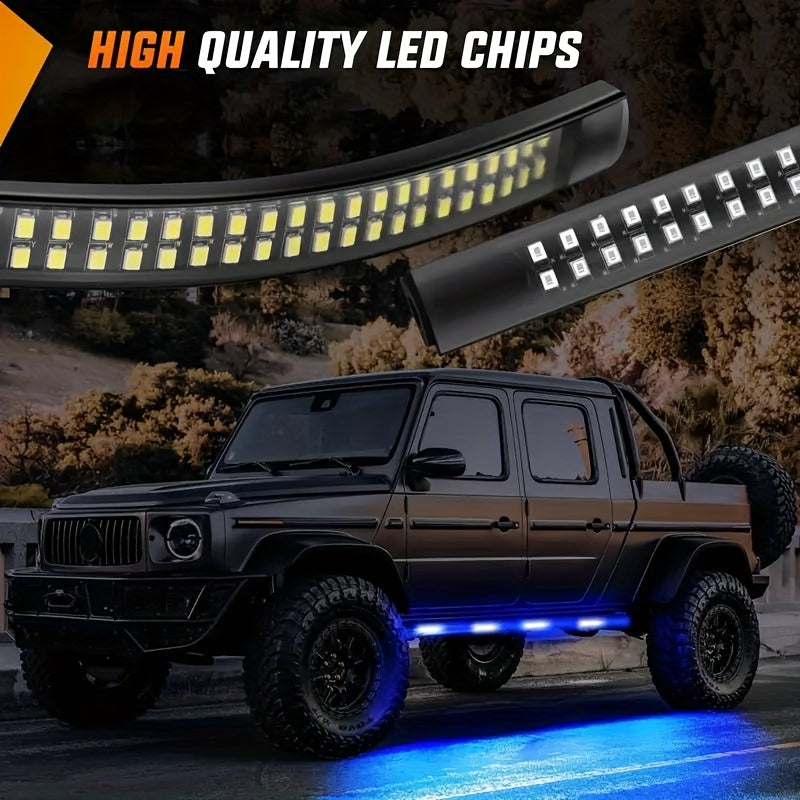Gradient Dual-color Light, Gorgeous Night Lighting Lamp, 65-inch Double Row LED Light, LED Pickup Step Light, Suitable for Pickup Trucks, SUVs, Truck Rock Lights, Car Ambient Light, Easy to Install