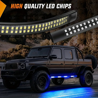 Gradient Dual-color Light, Gorgeous Night Lighting Lamp, 65-inch Double Row LED Light, LED Pickup Step Light, Suitable for Pickup Trucks, SUVs, Truck Rock Lights, Car Ambient Light, Easy to Install