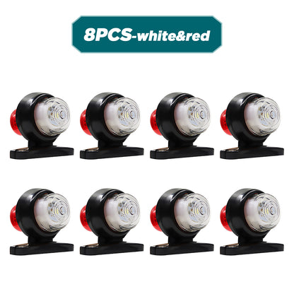 8pcs 12-24V Double-sided Car Truck Side Marker Light Red Amber Blinker Turn Signal Indicator Lamp for Trailer Lorry Caravan