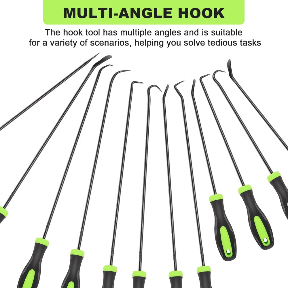 [Auto Hook & Pick Set] 12pcs Automotive Hook and Pick Tool Set, Long & Mini Precision Puller Remover Tool Kit for Auto O-Ring, Seal & Gasket Removal, Mechanic Professional Tools, Car Repair Essentials