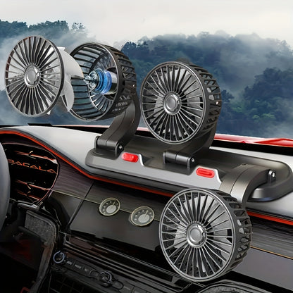 Dual Head Rear Car Fan with Super Powerful Cooling - Quiet Dual Head Fans, Ultra-Low Noise, Foldable Design, Long 70-inch USB Cord, for Cars, Home, Office, Travel - Vehicle Compatibility, Home Ventilation, Sleek Design, Efficient Airflow, Office Workers
