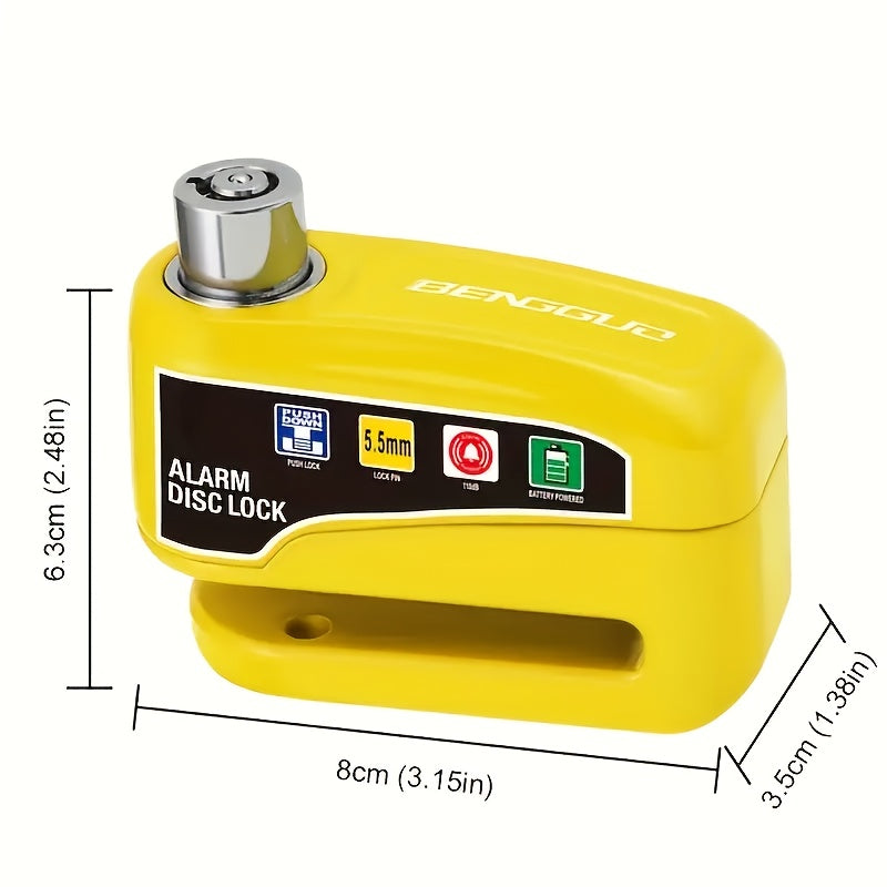 Motorcycle Alarm Disc Brake Lock, Motorcycle Lock Anti-theft Safety Wheel Disc Lock, 110dB Alarm Sound, For Light Motorcycles, Bicycles, Motorcycles, And Scooters.