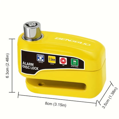 Motorcycle Alarm Disc Brake Lock, Motorcycle Lock Anti-theft Safety Wheel Disc Lock, 110dB Alarm Sound, For Light Motorcycles, Bicycles, Motorcycles, And Scooters.