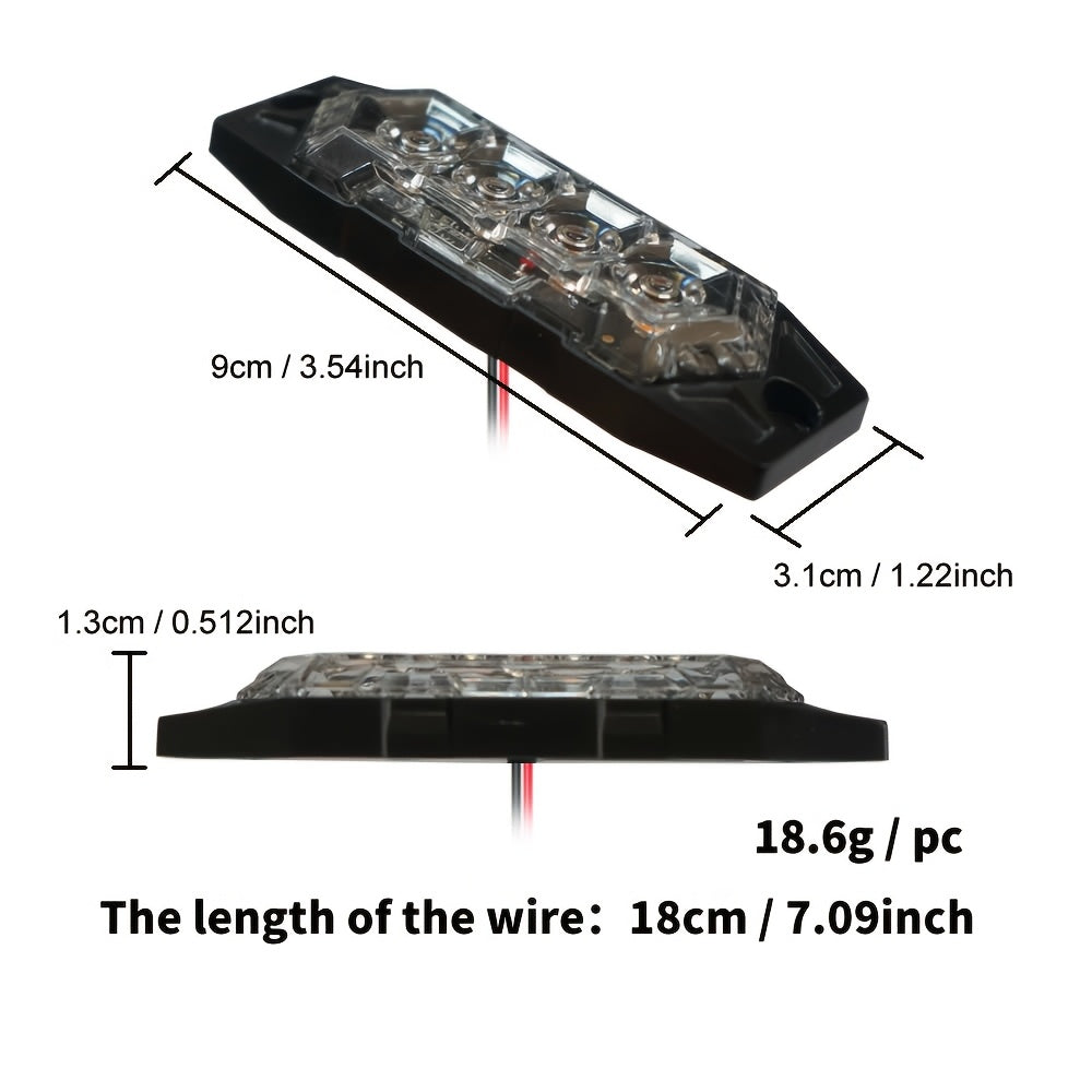 12pcs New Upgraded 12V-24V Universal LED Light for Atv Utv Boat Bike-Heavy-Duty Off-Road with Amber/Red/White, 12-24V Vehicle, Without Battery