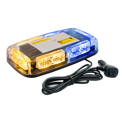 Mini Beacon Light Bar with 48 Leds And a Magnetic Base, Designed for High Visibility in Off-Road Work, Suitable for Snow Plow Trucks And Construction Vehicles - Amber And White Colors, Without Battery