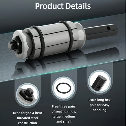 [Without Battery] 3pcs Exhaust Pipe Expander, Includes 12 Rubber Rings Silencer Expansion Tool Set Suitable for Most Vehicles And Trucks, Without Battery