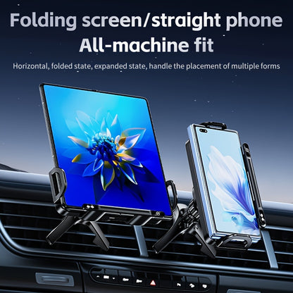 Wireless Charging Phone Holder Car Mount for Folding Screen/Universal Smartphone, 90° Rotating Car Mount Output Power 15W, Super Stable Air Vent Cell Phone Car Mount with Hook Clip, One Button Release for iPhone, Samsung, Google, and Other Smartphone