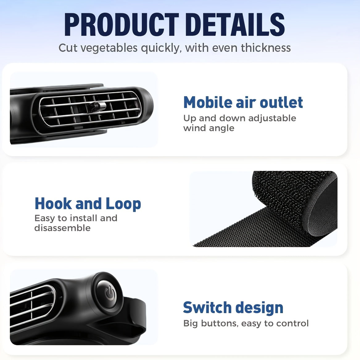 Car Fan-Blade-Less Car Air Conditioner Fan | 3-Speed Quiet Cooling, Seat Fan, Comes with A USB Charging Cable, Plug-And-Play (Non-Rechargeable Model). Stay Cool Even in Traffic Jams (Fits All Car Models)