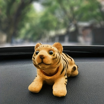 Resin Tiger Dashboard Ornament, Shaking Head Little Tiger Figure, Fun Car Interior Accessory Decor, 1pc